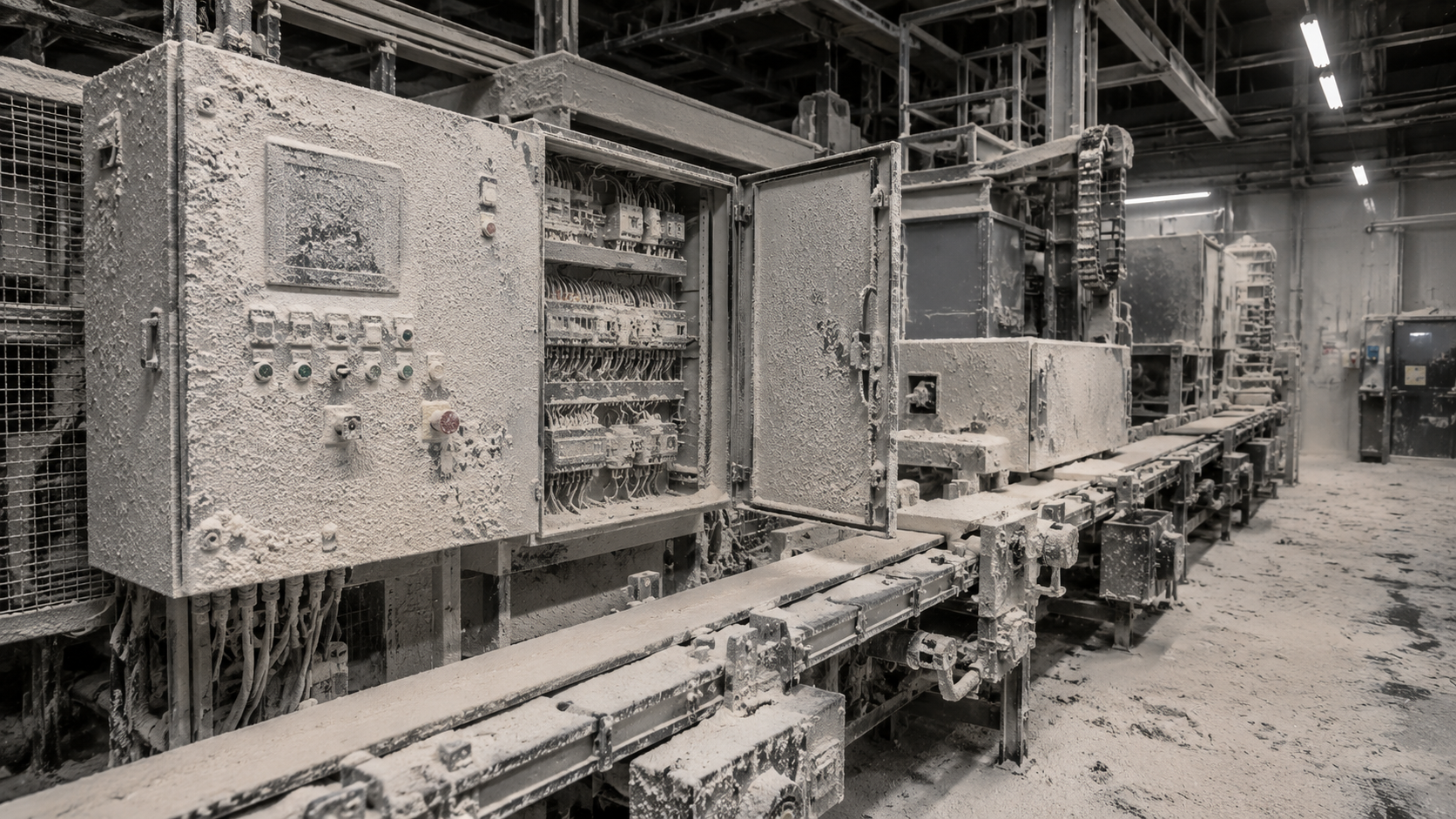 Bouw elektrische kasten cementstof droogijsreiniging CRYOSTRAL